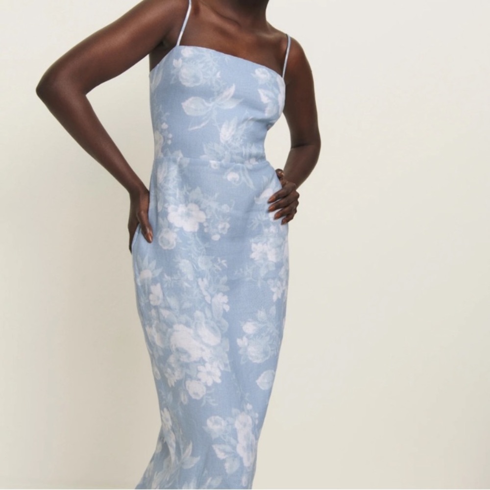 Reformation Blue Floral Dress